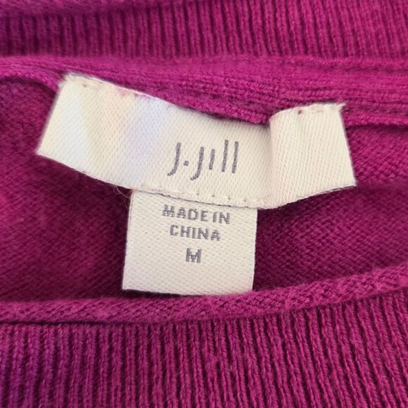 J.Jill Womens Medium Fuchsia Long Sleeve Sweater Top Cotton Blend Tunic - Picture 6 of 8